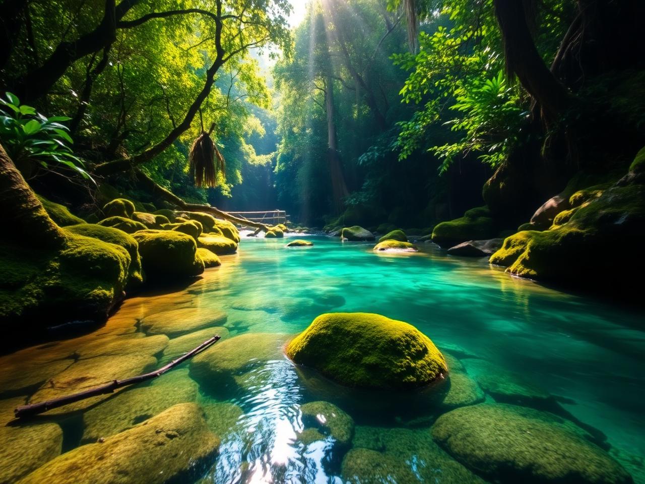 Crystal clear jungle river